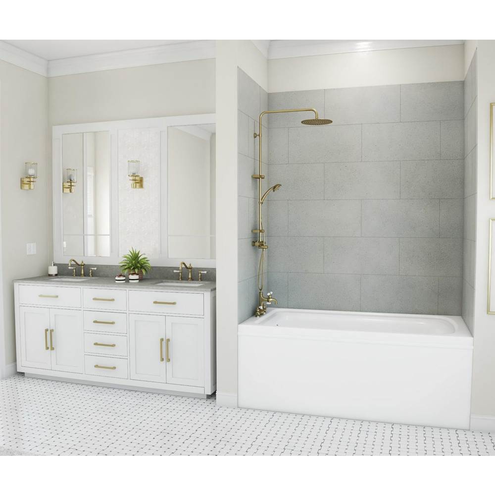 Swan TSMK72-3450 34 x 50 x 72 Swanstone® Traditional Subway Tile Glue up Bathtub and Shower Wall Kit in Ash Gray