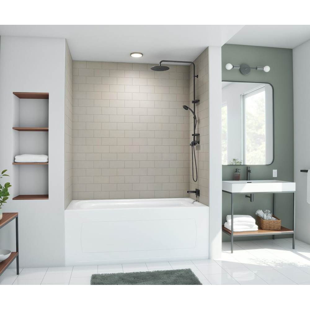 Swan MTMK72-3636 36 x 36 x 72 Swanstone® Metro Subway Tile Glue up Bathtub and Shower Wall Kit in Limestone