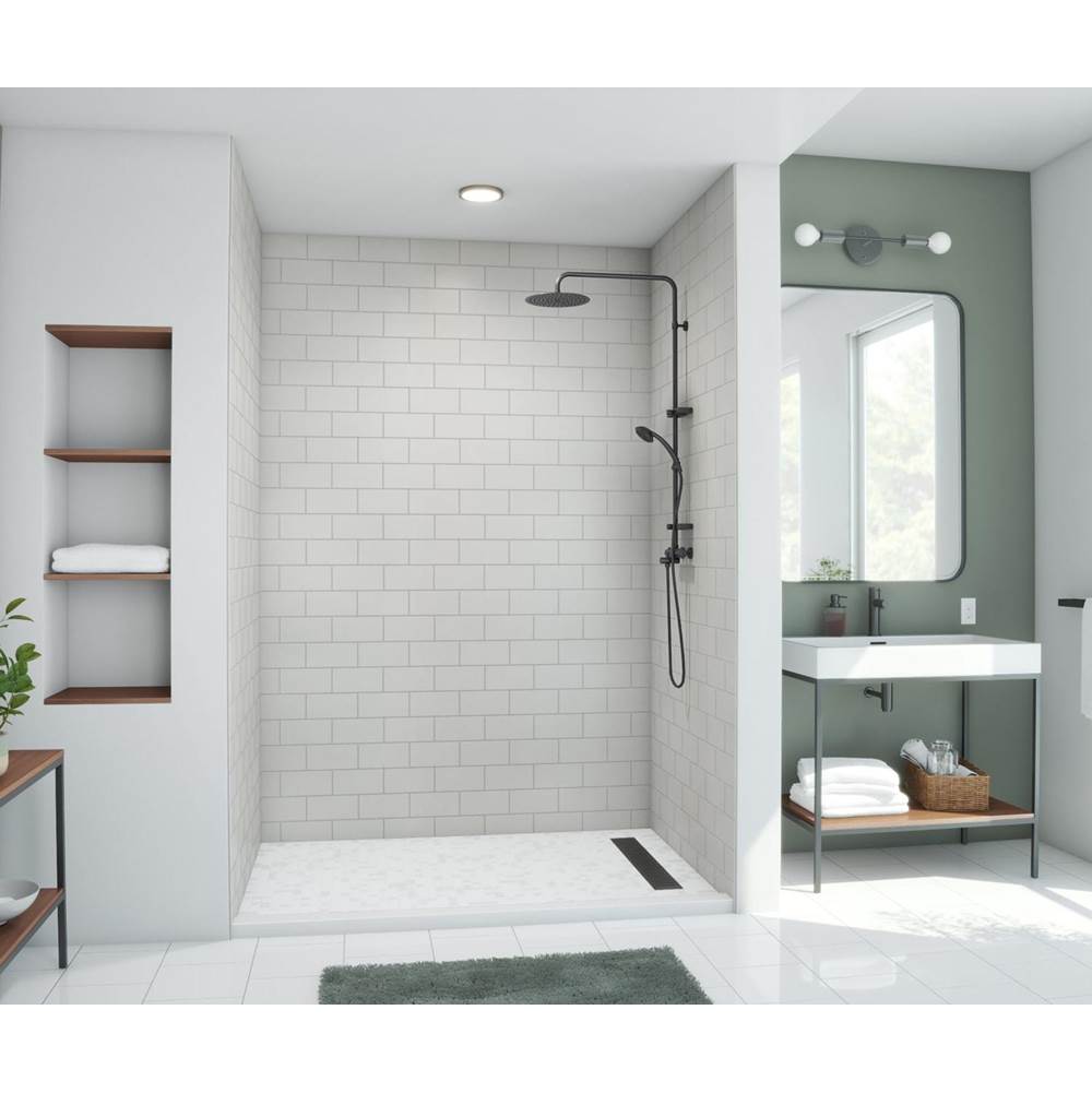 Swan MTMK96-3462 34 x 62 x 96 Swanstone® Metro Subway Tile Glue up Bathtub and Shower Wall Kit in Birch