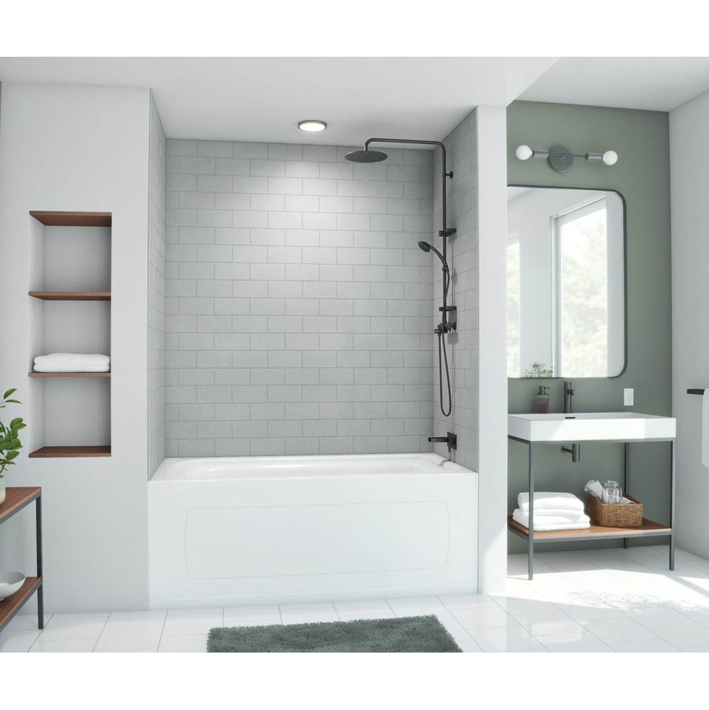Swan MTMK72-3636 36 x 36 x 72 Swanstone® Metro Subway Tile Glue up Bathtub and Shower Wall Kit in Ash Gray