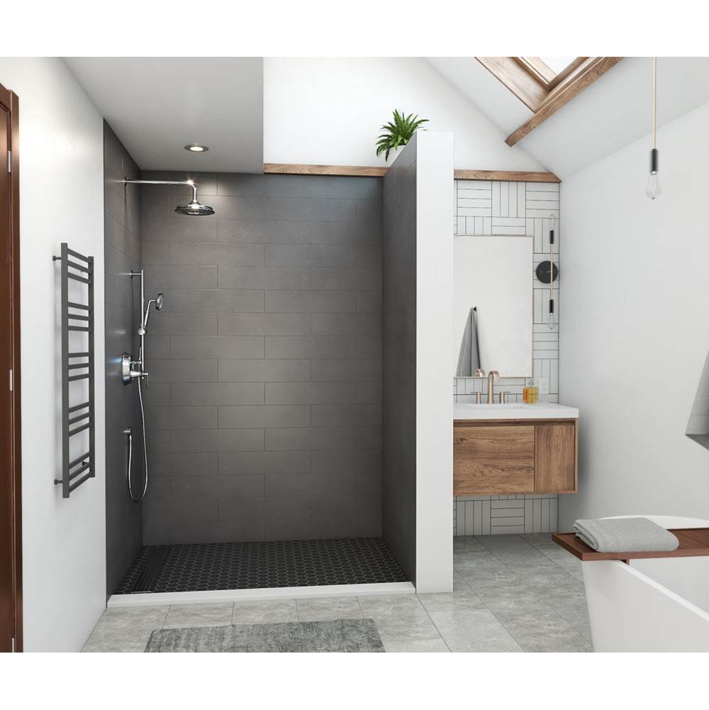 Swan MSMK96-3442 34 x 42 x 96 Swanstone® Modern Subway Tile Glue up Shower Wall Kit in Charcoal Gray