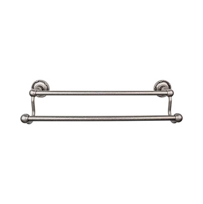 Top Knobs Edwardian Bath Towel Bar 18 Inch Double - Ribbon Bplate Antique Pewter