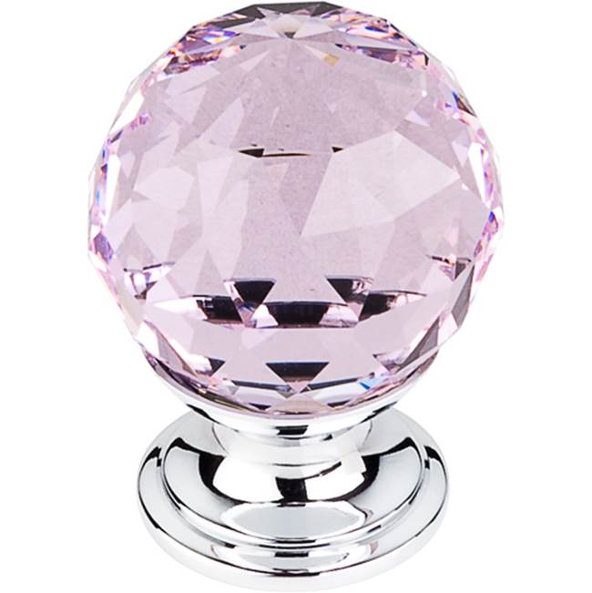 Top Knobs Pink Crystal Knob 1 1/8 Inch Polished Chrome Base