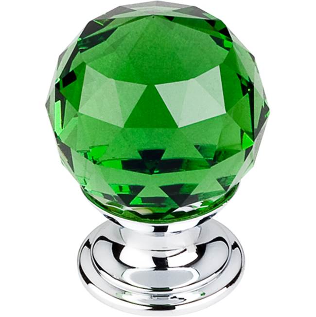 Top Knobs Green Crystal Knob 1 1/8 Inch Polished Chrome Base
