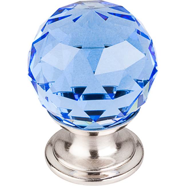 Top Knobs Blue Crystal Knob 1 1/8 Inch Brushed Satin Nickel Base