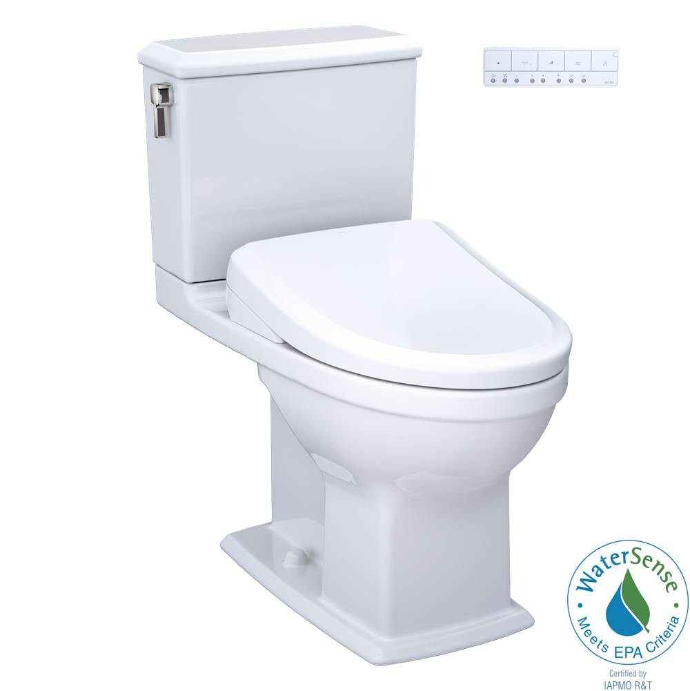 TOTO TOTO WASHLET plus Connelly Two-Piece Elongated Dual Flush 1.28 and 0.9 GPF Toilet, Classic WASHLET S7A Bidet Seat with Auto Flush and Auto Open/Close Lid, Cotton White - MW4944734CEMFGANo.01
