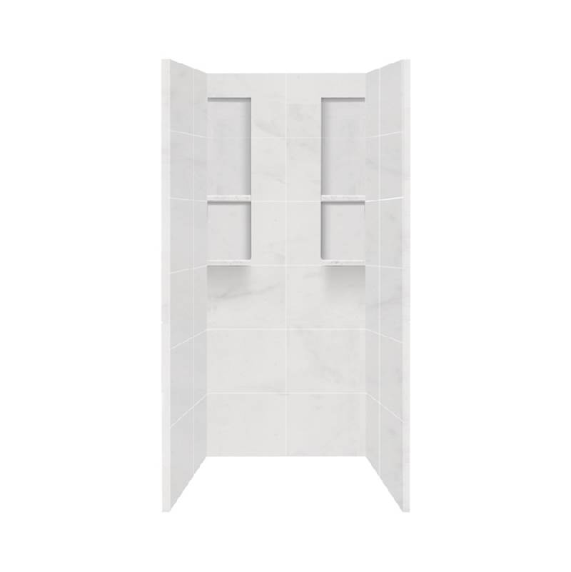 Transolid 36'' x 36'' x 80'' Solid Surface Shower Wall Surround in White Carrara