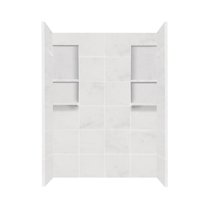Transolid 60'' x 30'' x 80'' Solid Surface Shower Wall Surround in White Carrara