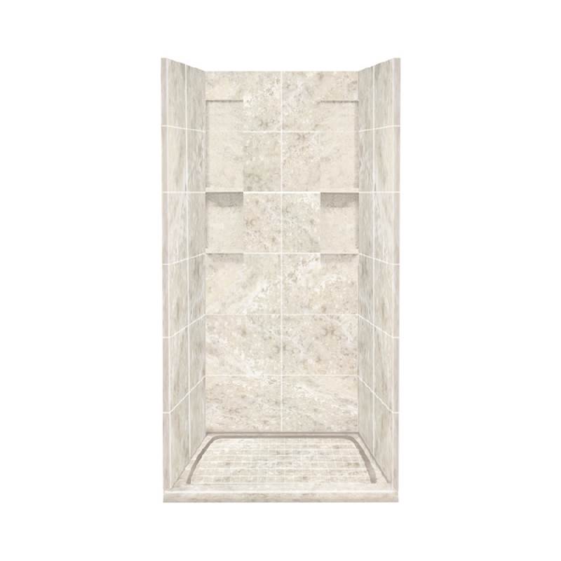 Transolid 36'' x 36'' x 83'' Solid Surface Alcove Shower Kit in Silver Mocha