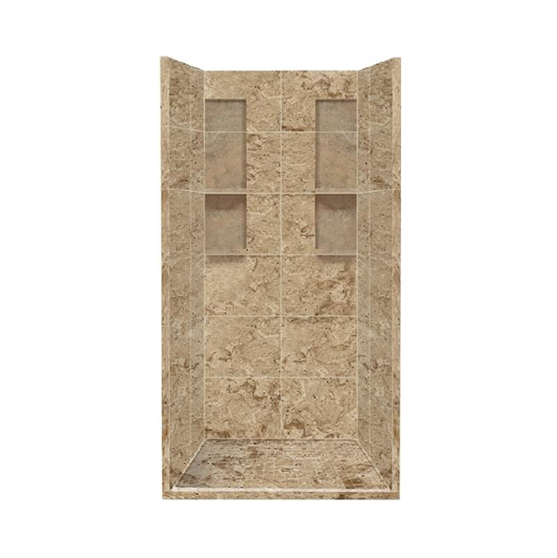 Transolid 36'' x 36'' x 83'' Solid Surface Alcove Shower Kit in Sand Mountain