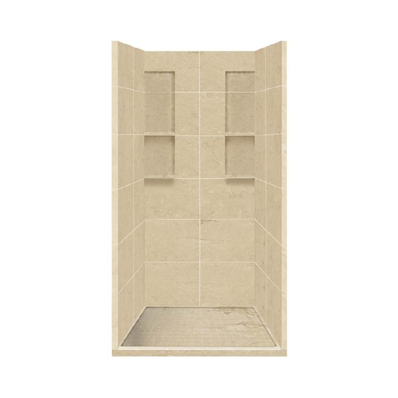 Transolid 36'' x 36'' x 83'' Solid Surface Alcove Shower Kit in Almond Sky