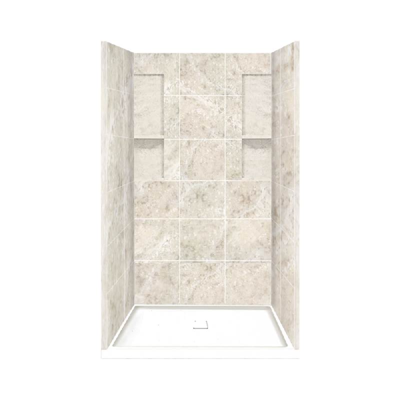 Transolid 34'' x 48'' x 83'' Solid Surface Alcove Shower Kit in Silver Mocha