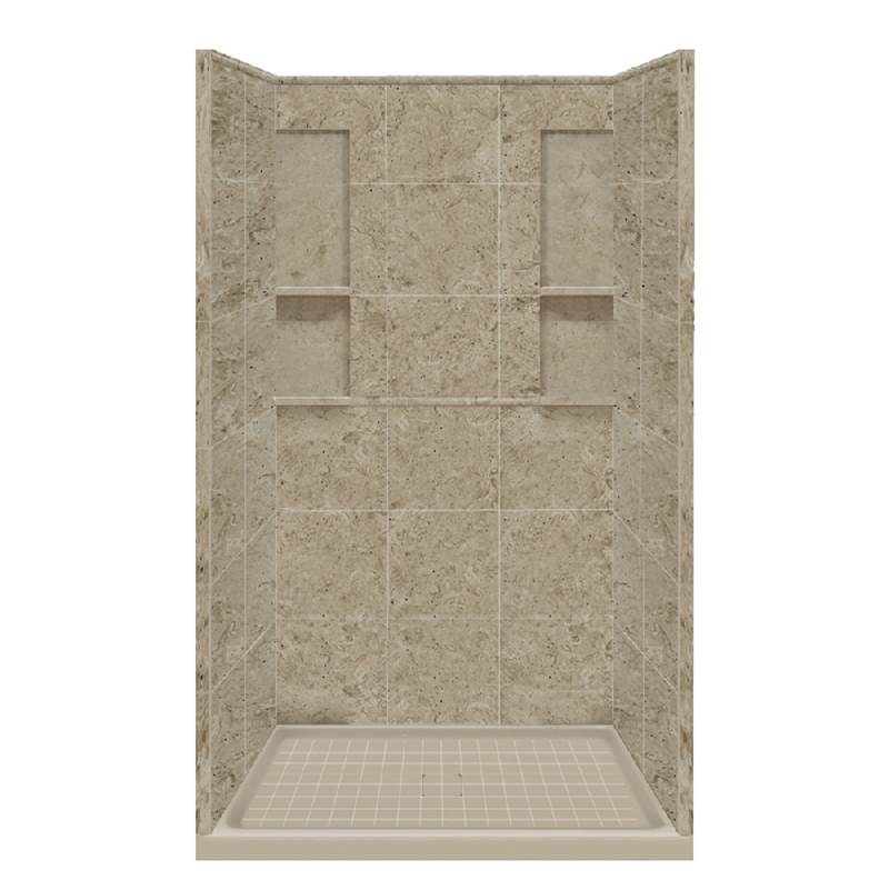 Transolid 34'' x 48'' x 83'' Solid Surface Alcove Shower Kit in Sand Mountain