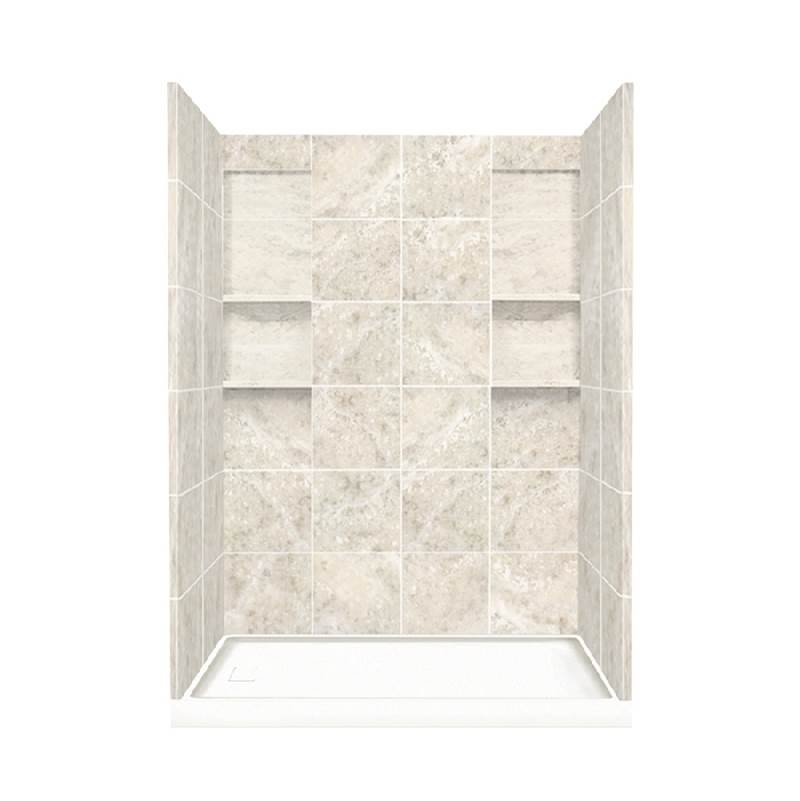 Transolid 30'' x 60'' x 83'' Solid Surface Left-Hand Alcove Shower Kit in Silver Mocha