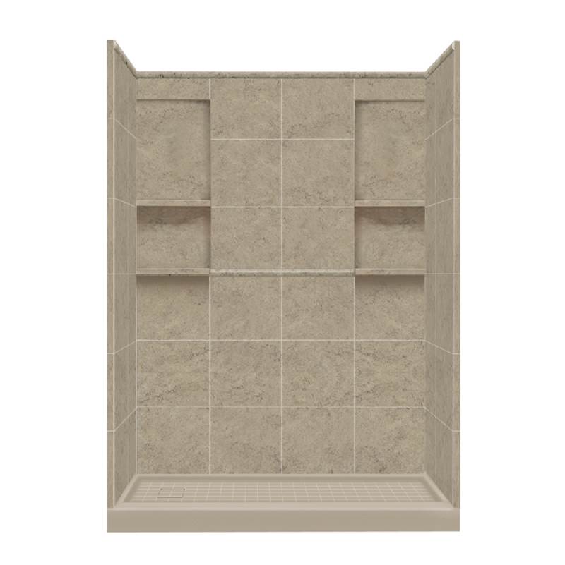 Transolid 30'' x 60'' x 83'' Solid Surface Left-Hand Alcove Shower Kit in Sand Mountain