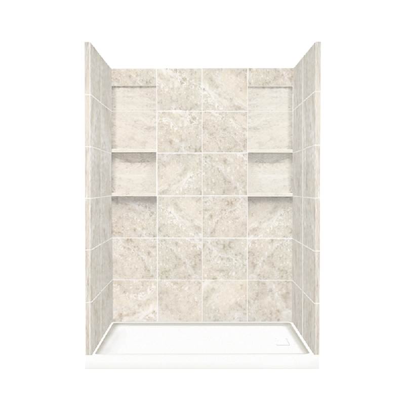 Transolid 30'' x 60'' x 83'' Solid Surface Right-Hand Alcove Shower Kit in Silver Mocha