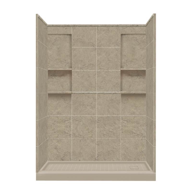 Transolid 30'' x 60'' x 83'' Solid Surface Right-Hand Alcove Shower Kit in Sand Mountain
