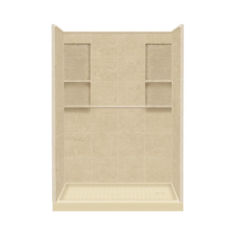 Transolid 30'' x 60'' x 83'' Solid Surface Right-Hand Alcove Shower Kit in Almond Sky