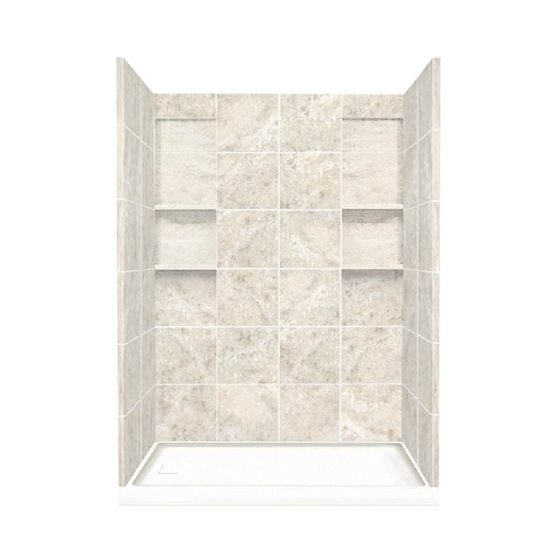 Transolid 32'' x 60'' x 83'' Solid Surface Left-Hand Alcove Shower Kit in Silver Mocha