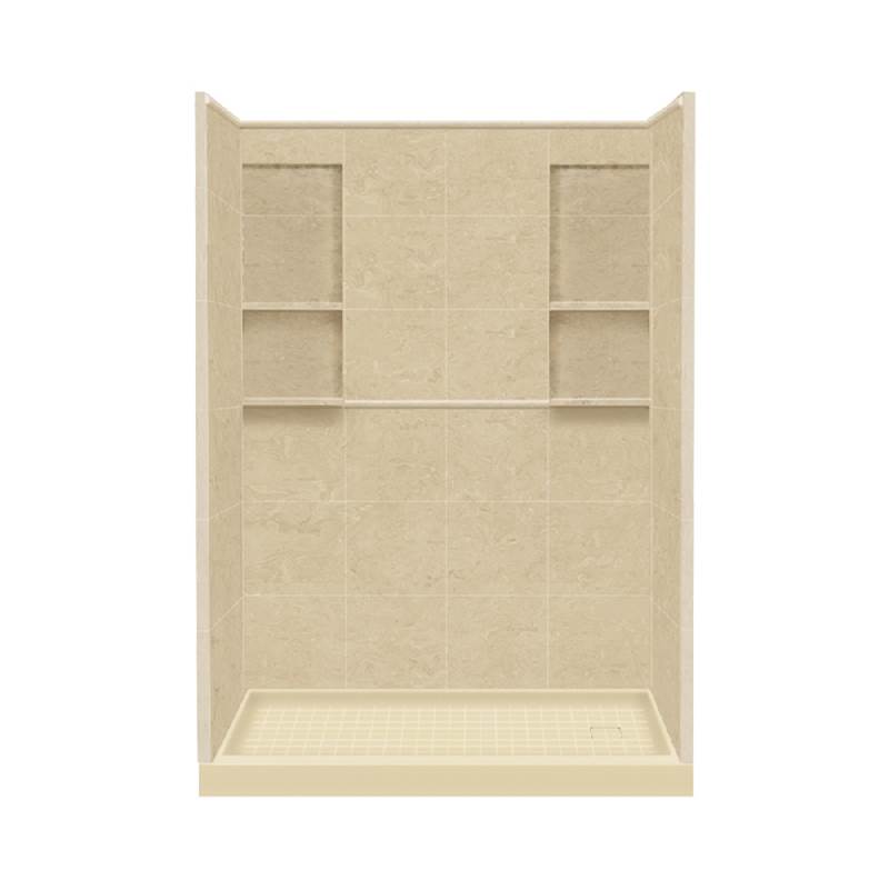 Transolid 32'' x 60'' x 83'' Solid Surface Right-Hand Alcove Shower Kit in Almond Sky