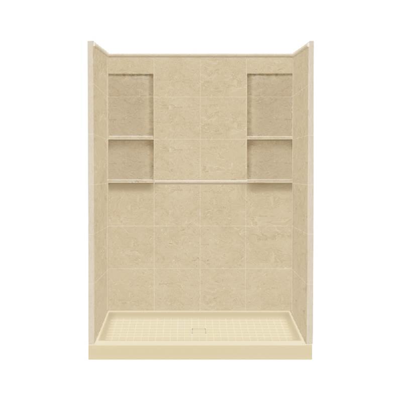 Transolid 36'' x 60'' x 83'' Solid Surface Alcove Shower Kit in Almond Sky