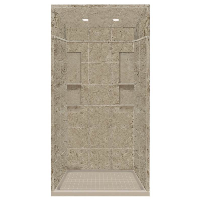 Transolid 34'' x 48'' x 95.75'' Solid Surface Alcove Shower Kit with Dome in Sand Mountain