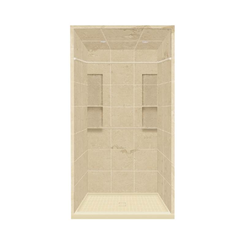 Transolid 34'' x 48'' x 95.75'' Solid Surface Alcove Shower Kit with Dome in Almond Sky