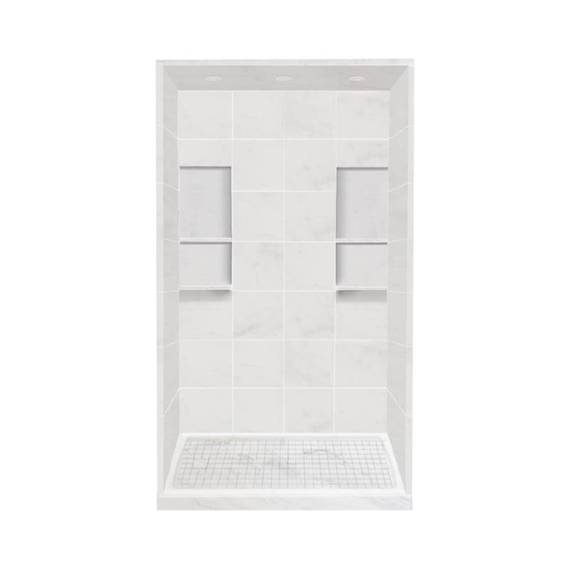 Transolid 30'' x 60'' x 95.75'' Solid Surface Left-Hand Alcove Shower Kit with Dome in White Carrara