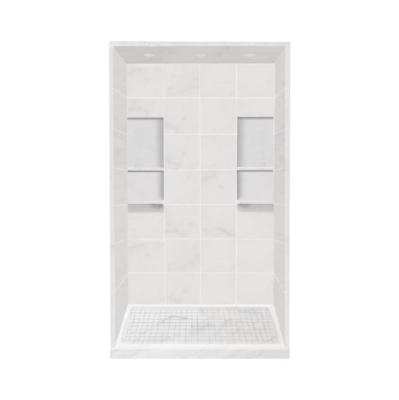 Transolid 30'' x 60'' x 95.75'' Solid Surface Right-Hand Alcove Shower Kit with Dome in White Carrara