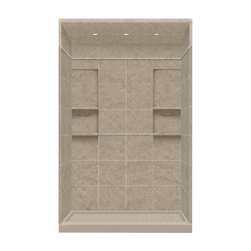 Transolid 30'' x 60'' x 95.75'' Solid Surface Right-Hand Alcove Shower Kit with Dome in Sand Mountain