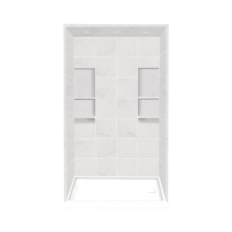 Transolid 32'' x 60'' x 95.75'' Solid Surface Right-Hand Alcove Shower Kit with Dome in White Carrara