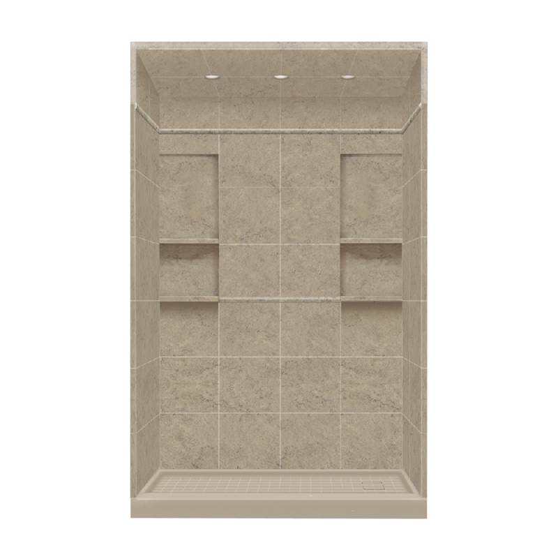 Transolid 32'' x 60'' x 95.75'' Solid Surface Right-Hand Alcove Shower Kit with Dome in Sand Mountain