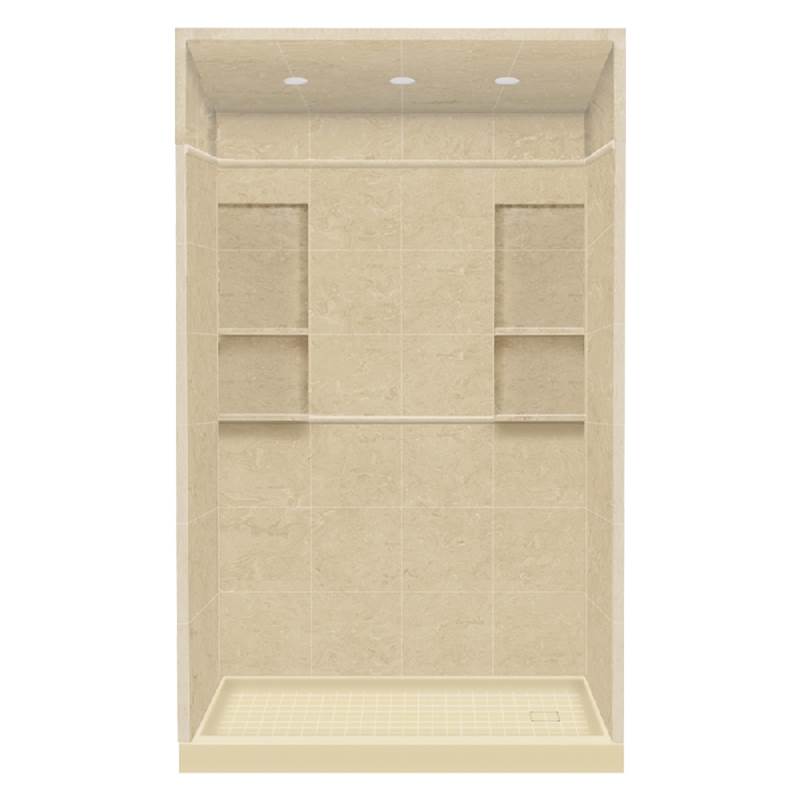 Transolid 32'' x 60'' x 95.75'' Solid Surface Right-Hand Alcove Shower Kit with Dome in Almond Sky