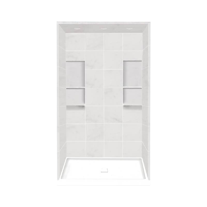 Transolid 36'' x 60'' x 95.75'' Solid Surface Alcove Shower Kit with Dome in White Carrara