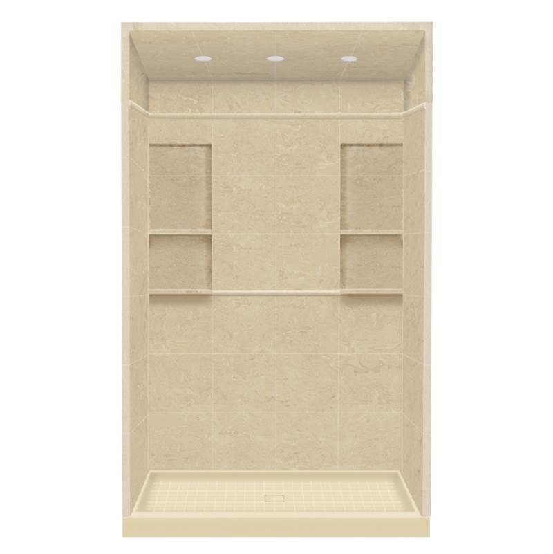 Transolid 36'' x 60'' x 95.75'' Solid Surface Alcove Shower Kit with Dome in Almond Sky