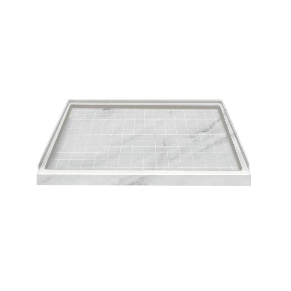 Transolid 48'' x 34'' Solid Surface Shower Base in White Carrara