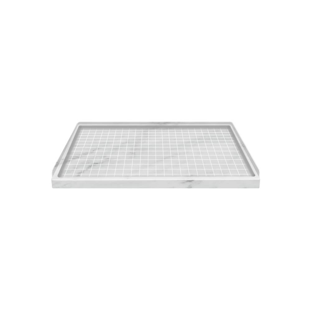 Transolid 60'' x 32'' Solid Surface Left-Hand Shower Base in White Carrara