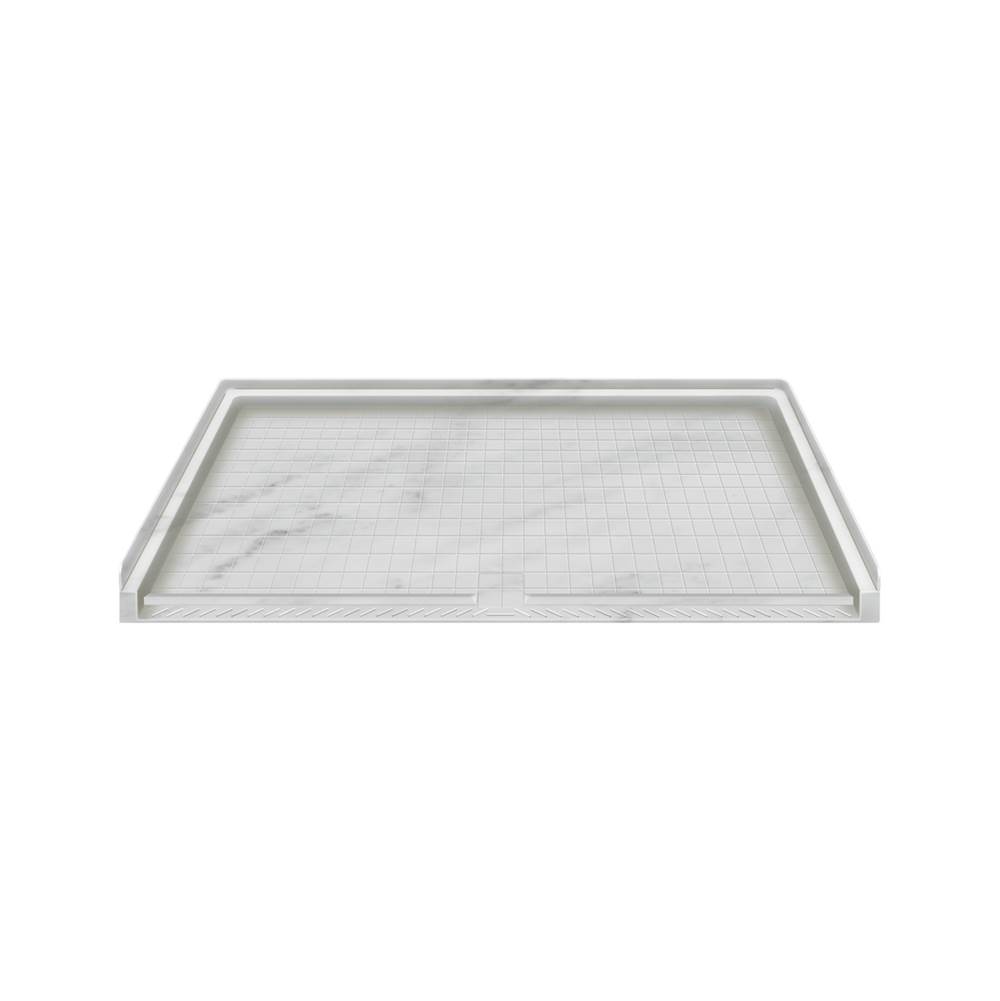 Transolid 63.5'' x 37.75'' Solid Surface Barrier-Free Right-Hand Shower Base in White Carrara
