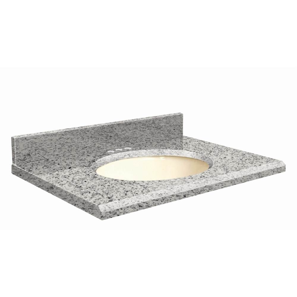 Transolid Granite 25-in x 22-in Bathroom Vanity Top with Beveled Edge, 4-in Centerset, and Biscuit Bowl in Rosselin White Top, Biscuit Bowl