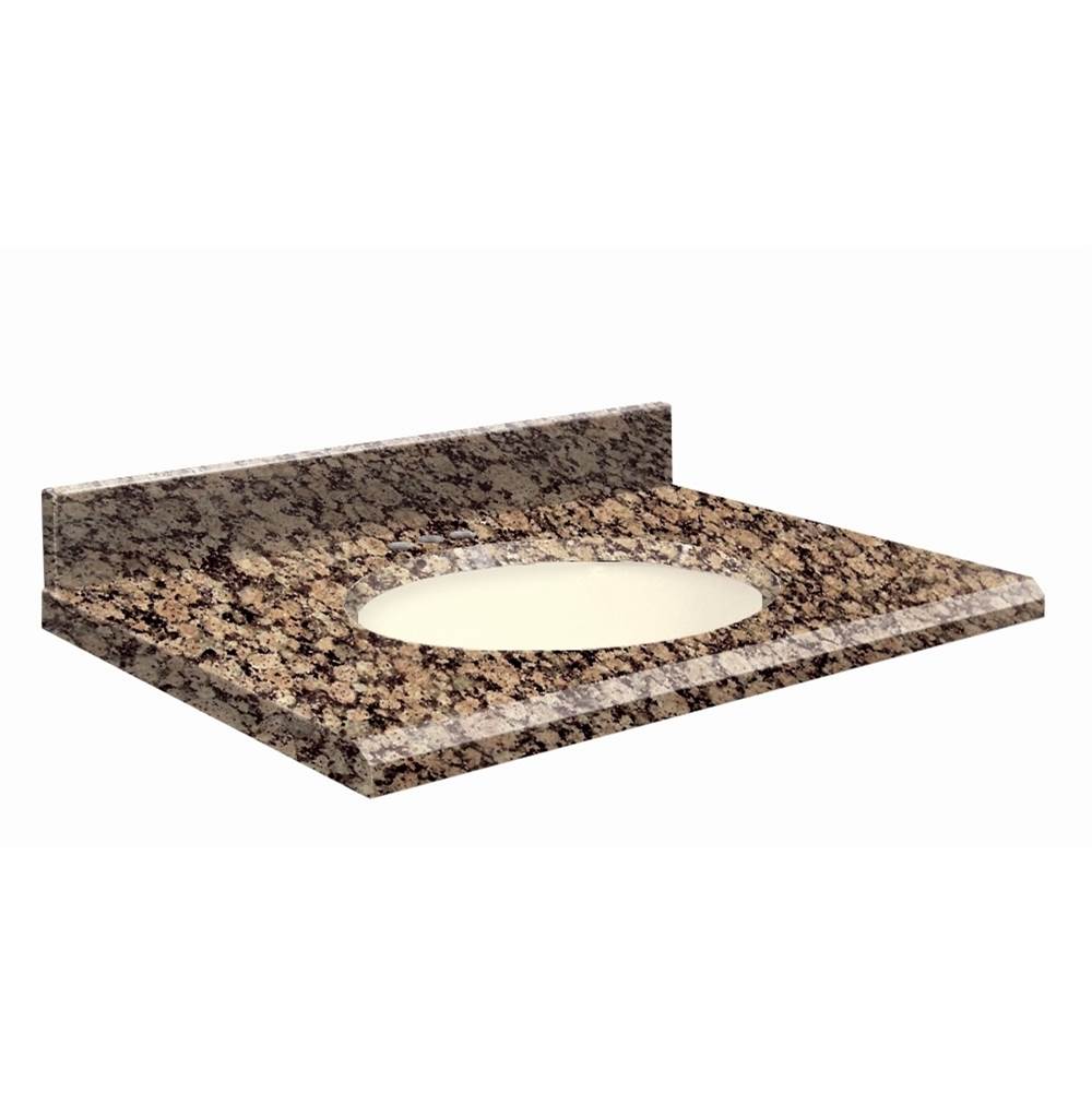 Transolid Granite 31-in x 19-in Bathroom Vanity Top with Beveled Edge, 4-in Centerset, and Biscuit Bowl in Baltic Brown Top, Biscuit Bowl