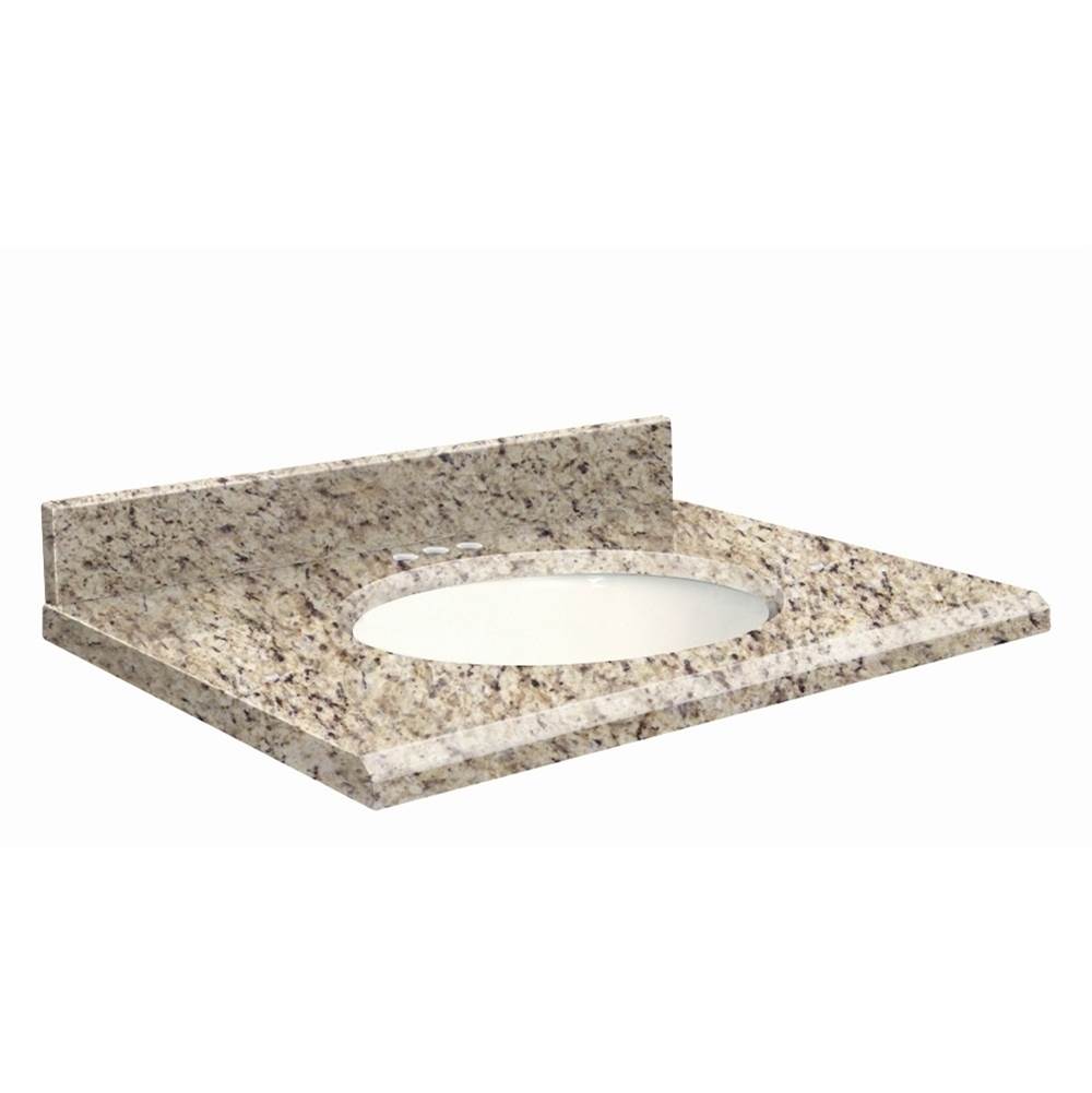 Transolid Granite 31-in x 19-in Bathroom Vanity Top with Beveled Edge, 4-in Centerset, and White Bowl in Giallo Ornamental Top, White Bowl