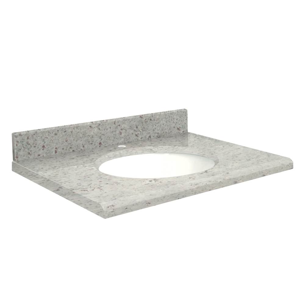 Transolid Granite 31-in x 19-in Bathroom Vanity Top with Beveled Edge, Single Faucet Hole, and White Bowl in Giallo Parfait Top, White Bowl