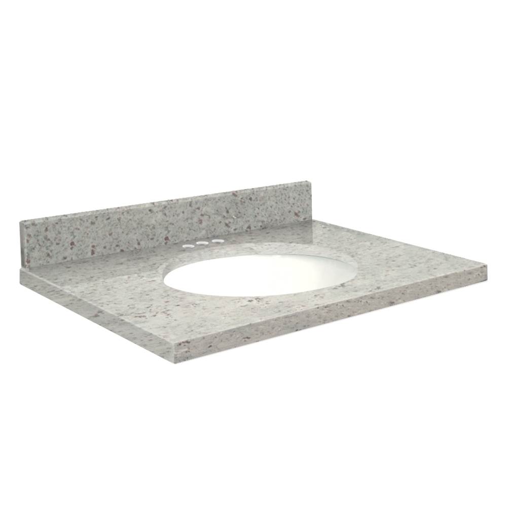 Transolid Granite 31-in x 22-in Bathroom Vanity Top with Eased Edge, 4-in Centerset, and White Bowl in Giallo Parfait Top, White Bowl