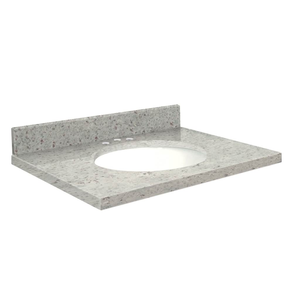 Transolid Granite 37-in x 22-in Bathroom Vanity Top with Eased Edge, 8-in Contour, and White Bowl in Giallo Parfait Top, White Bowl