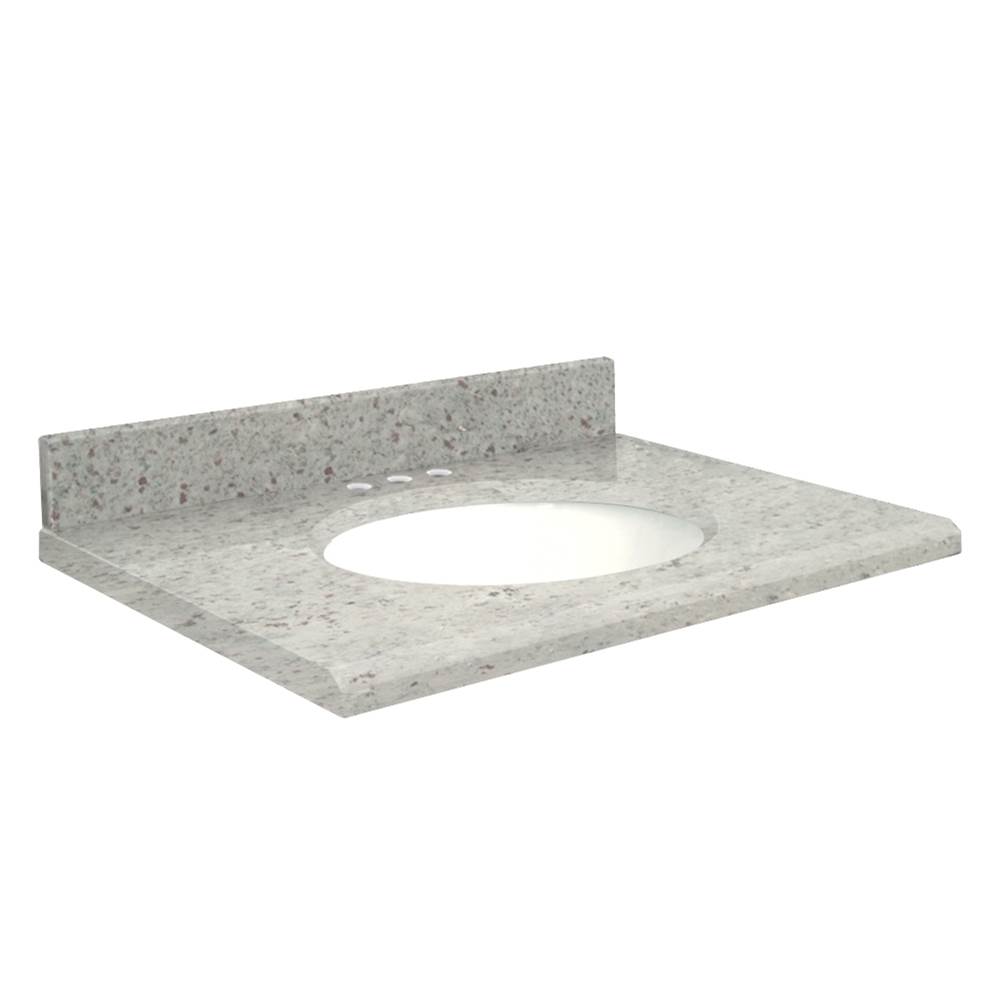 Transolid Granite 49 -in x 22-in 1 Sink Bathroom Vanity Top with Beveled Edge, 8-in Centerset, and White Bowl in Giallo Parfait Top, White Bowl