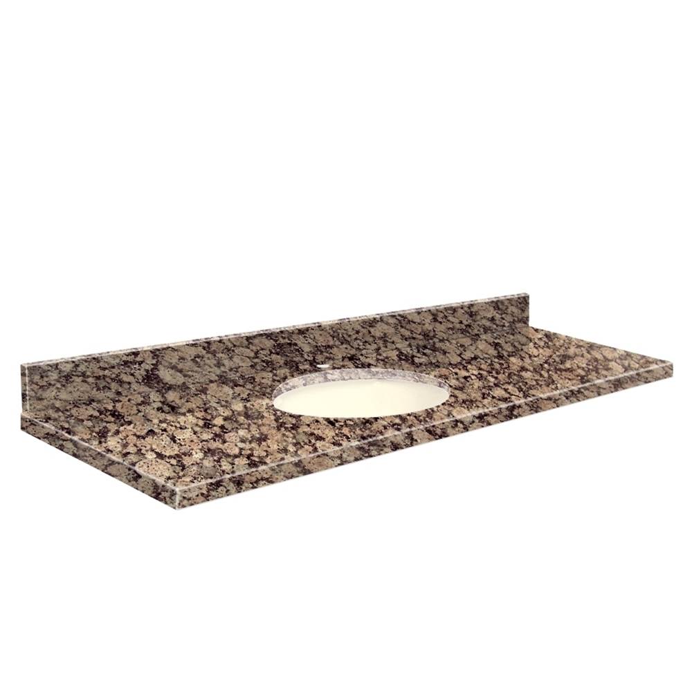 Transolid Granite 61-in x 22-in Bathroom Vanity Top with Eased Edge, Single Faucet Hole, and Biscuit Bowl in Baltic Brown Top, Biscuit Bowl