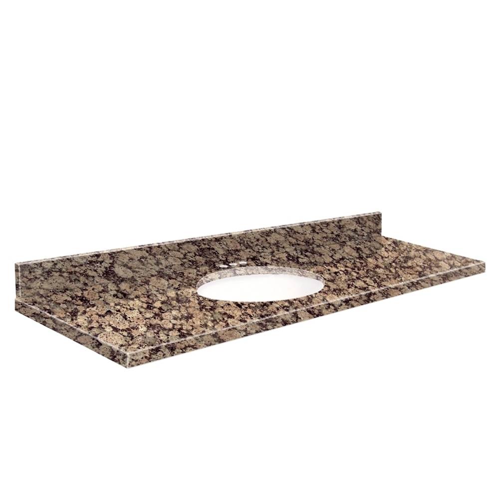 Transolid Granite 61-in x 22-in Bathroom Vanity Top with Eased Edge, 4-in Centerset, and White Bowl in Baltic Brown Top, White Bowl