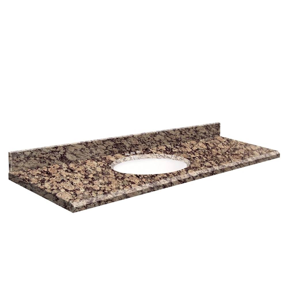 Transolid Granite 61-in x 22-in 1 Sink Bathroom Vanity Top with Beveled Edge, 4-in Centerset, and White Bowl in Baltic Brown Top, White Bowl
