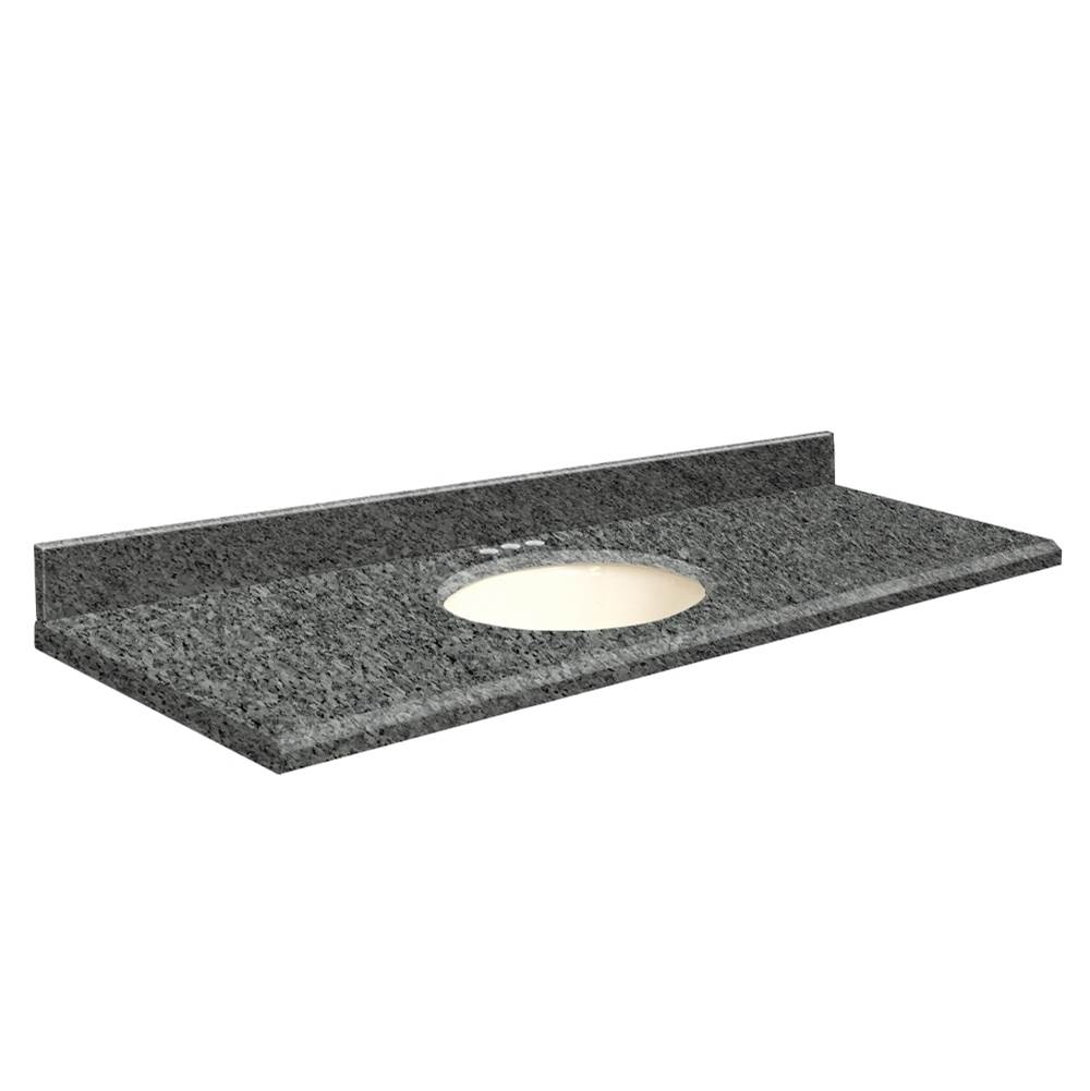 Transolid Granite 61-in x 22-in Bathroom Vanity Top with Beveled Edge, 4-in Centerset, and Biscuit Bowl in Blue Pearl Top, Biscuit Bowl