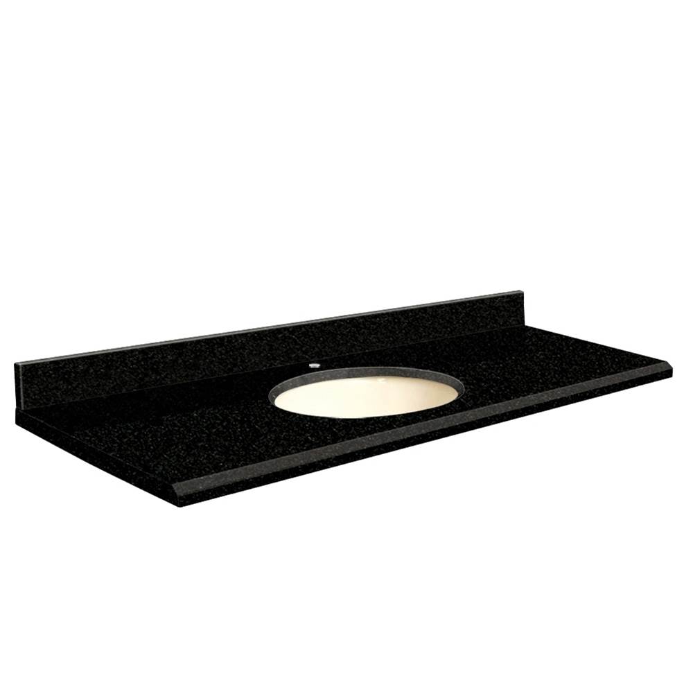 Transolid Granite 61-in x 22-in Bathroom Vanity Top with Beveled Edge, Single Faucet Hole, and Biscuit Bowl in Absolute Black Top, Biscuit Bowl